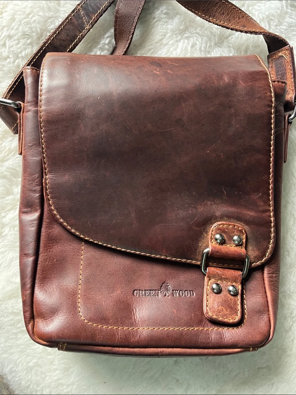 Greenwood Kingston sandal brown leather mini messenger shoulder crossbody bag